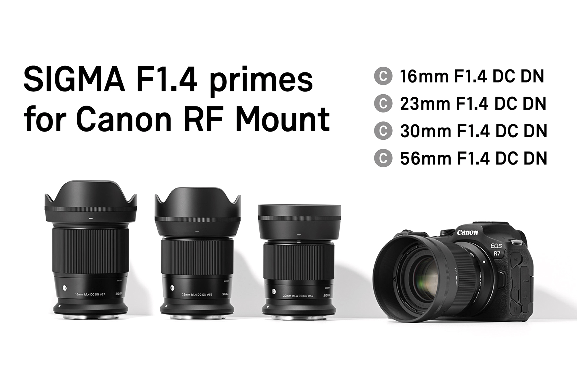 シグマ、キヤノンRFマウント用F1.4単焦点レンズ4本の発売日を発表