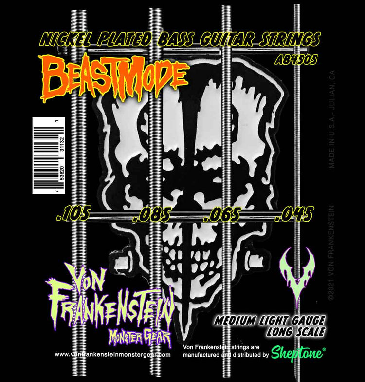 BeastMode™ Bass Strings – Medium Light Gauge 45-105 Nickel Plated