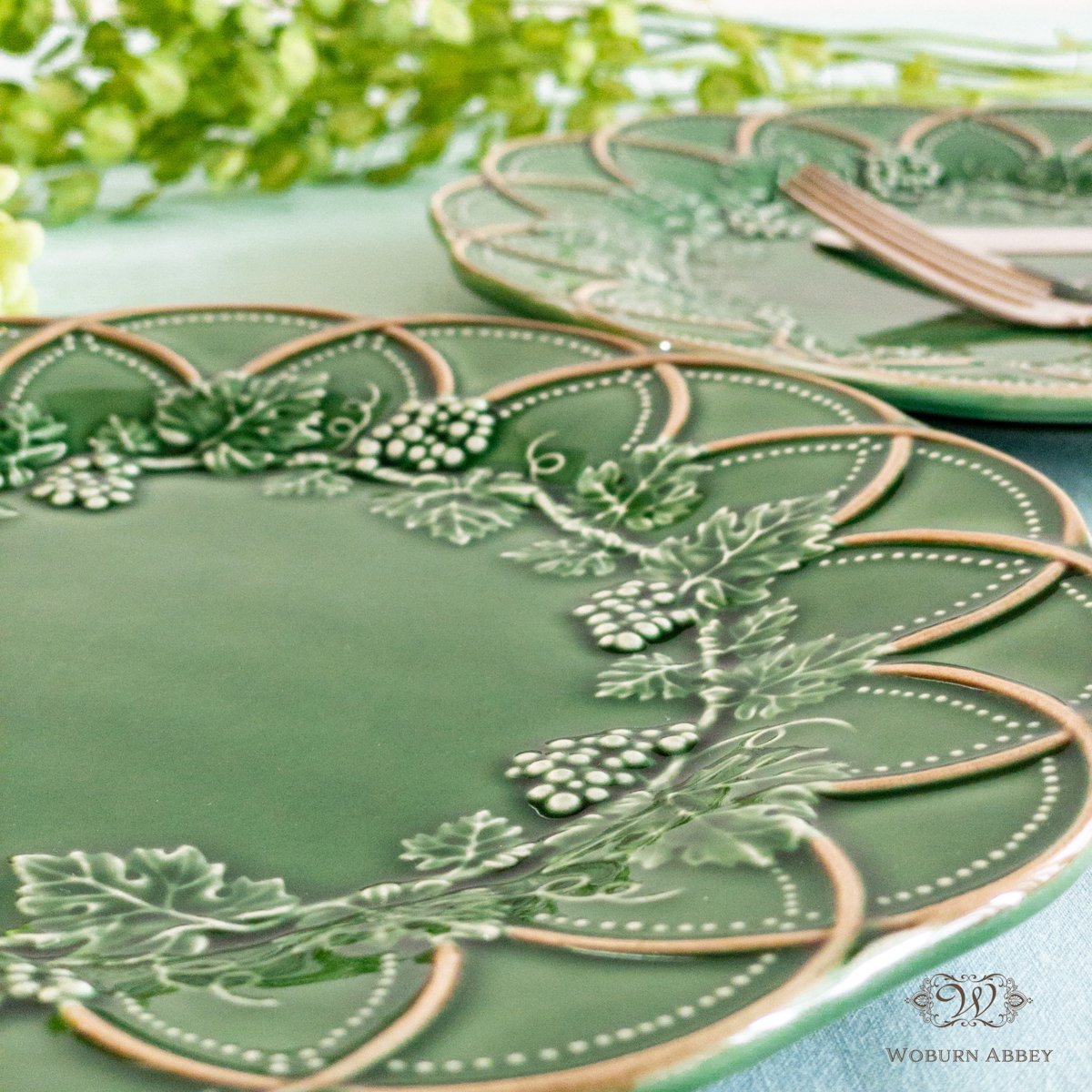 ボルダロピニェイロ バスク 中皿 大皿 フルーツプレート 24cm グリーン