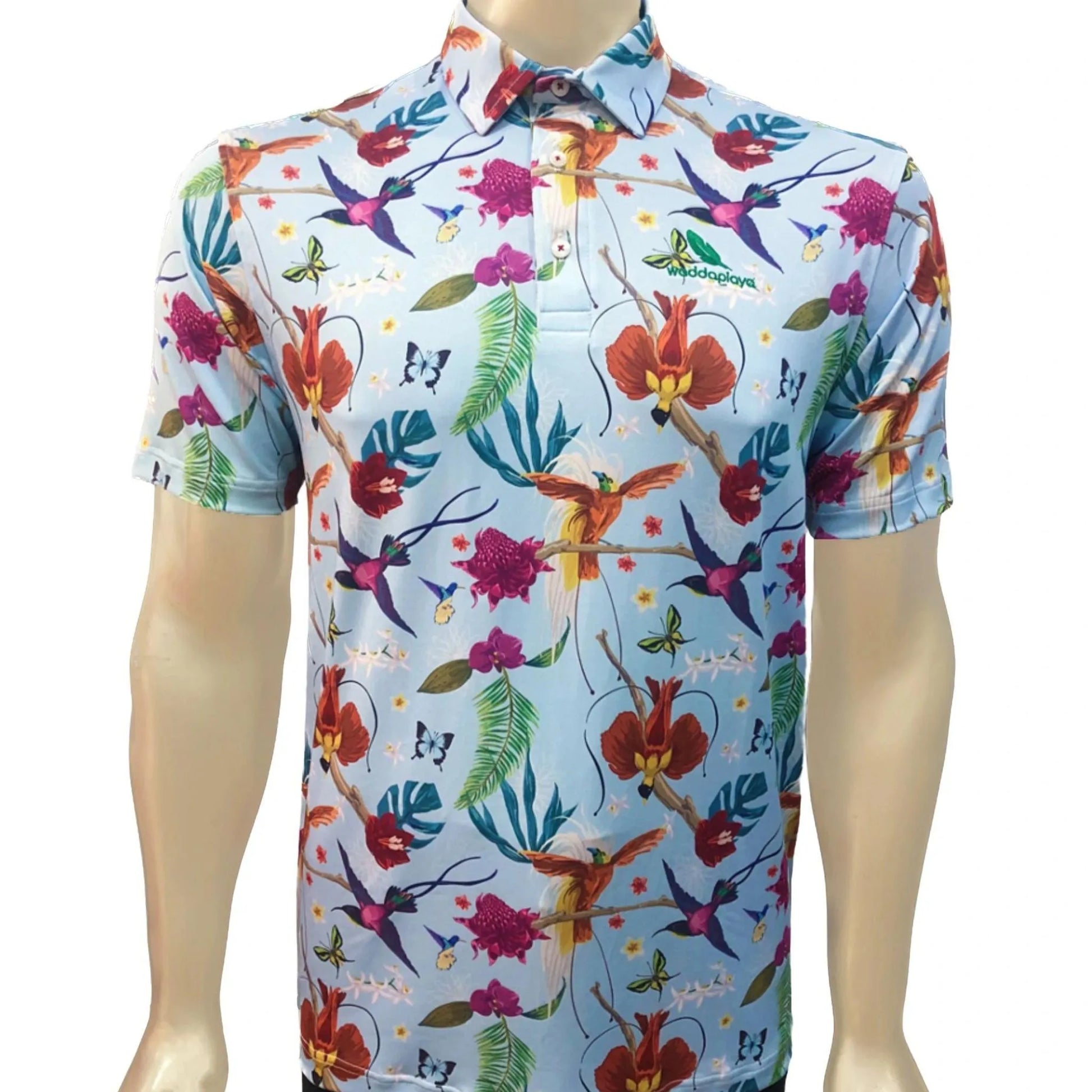 Birdies of Paradise Polo - Baby Blue Golf Shirt UPF50+