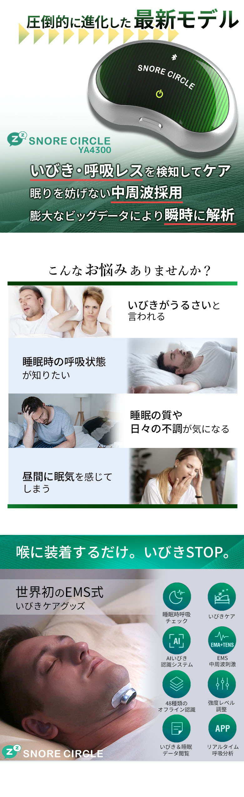 あごに貼るだけ いびき防止グッズ Snorecircle pro スノアサークル
