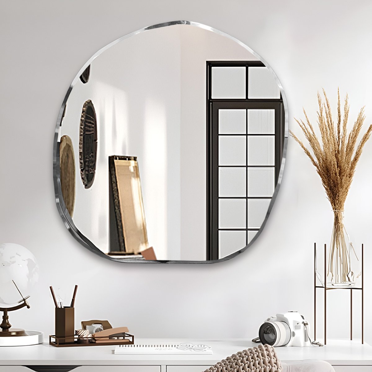 SM-32 ウォールミラー おしゃれ ウェーブミラー 壁掛け鏡 / Worldnet