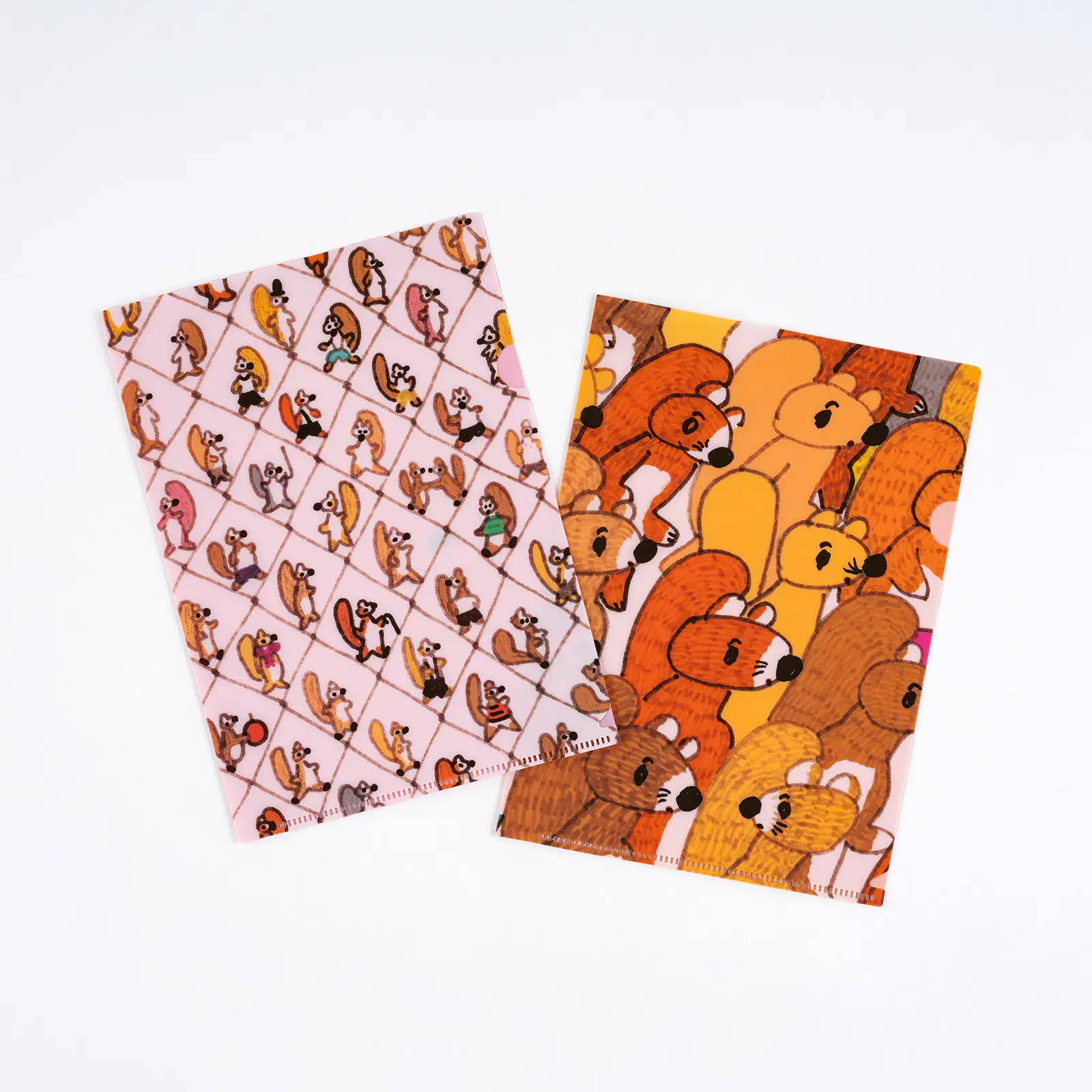100%ORANGE / ほぼ日のクリアファイル りすがぞろぞろ カズンサイズ用