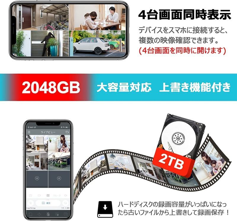 ANRAN 防犯カメラ poe防犯カメラ 8台 1920P 8CHレコーダー 防犯カメラ