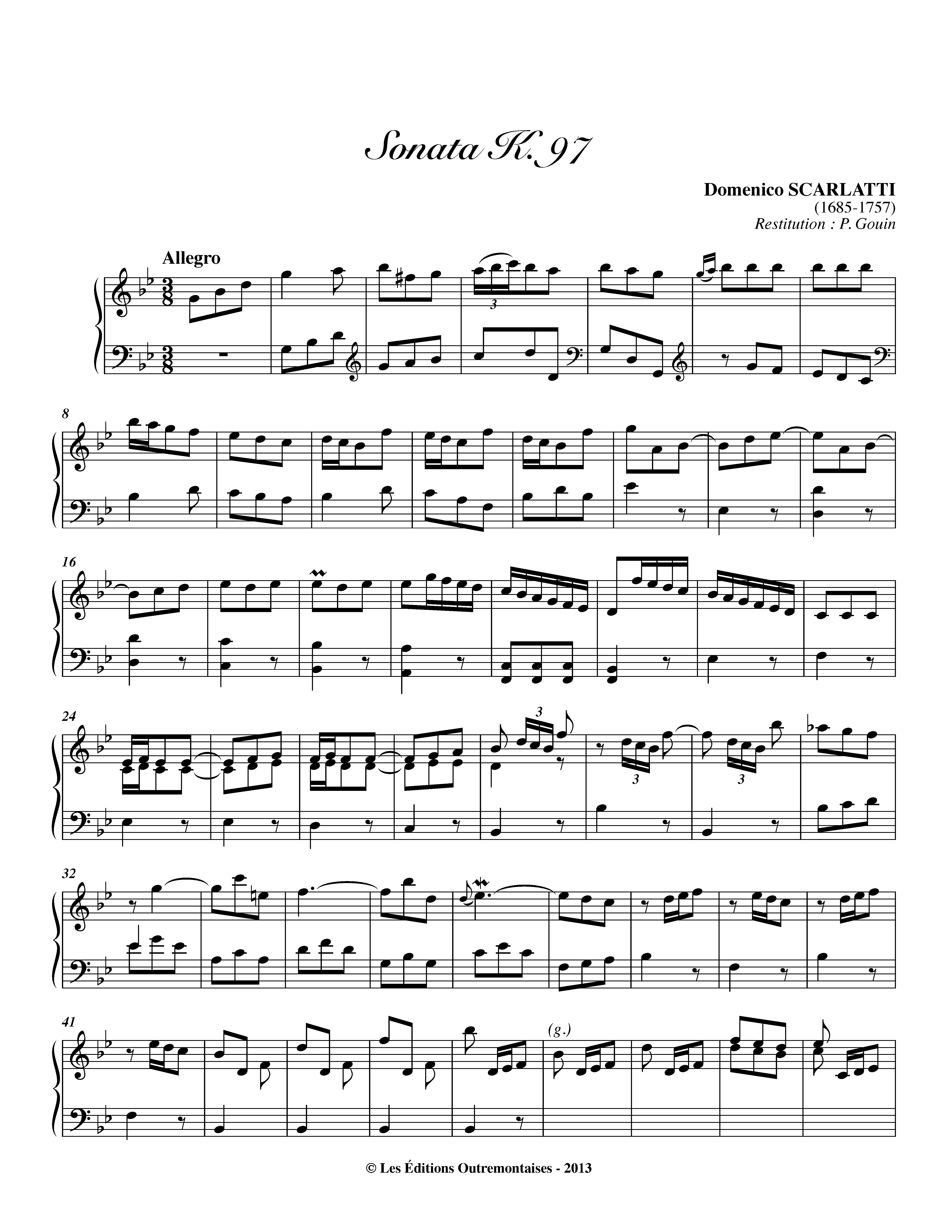 Scarlatti, Domenico - Keyboard Sonata in G minor, K.97 for Piano