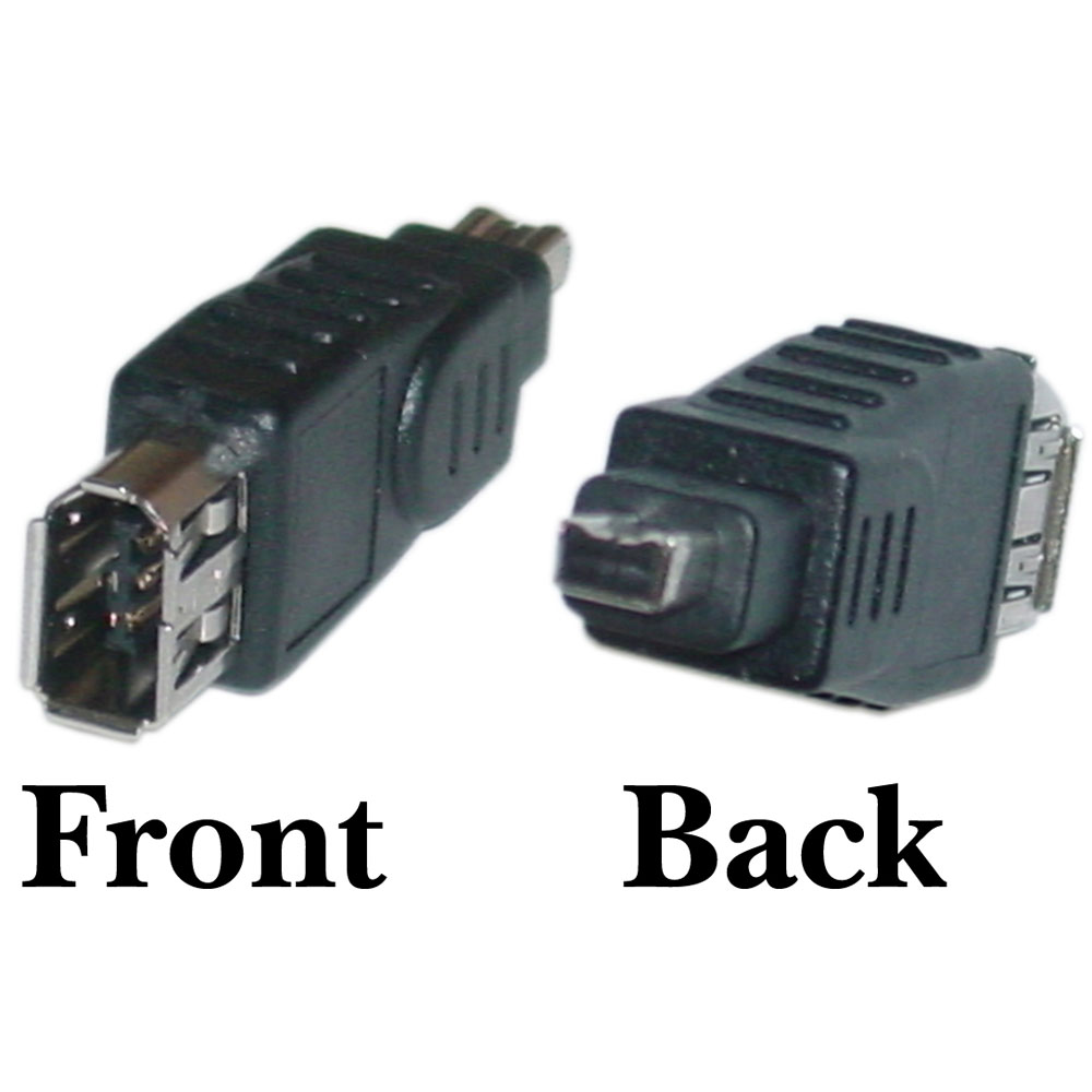 Adapter, firewire, 6-pin Female / 4-pin Male - Compatible Cable Inc