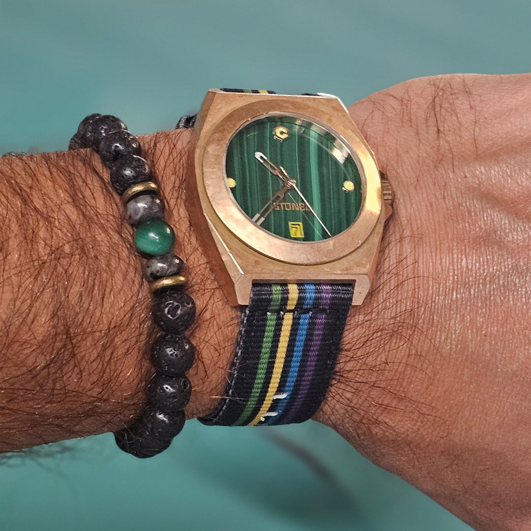 STONED Malachite Gemstone Dial Bronze Automatic Watch core