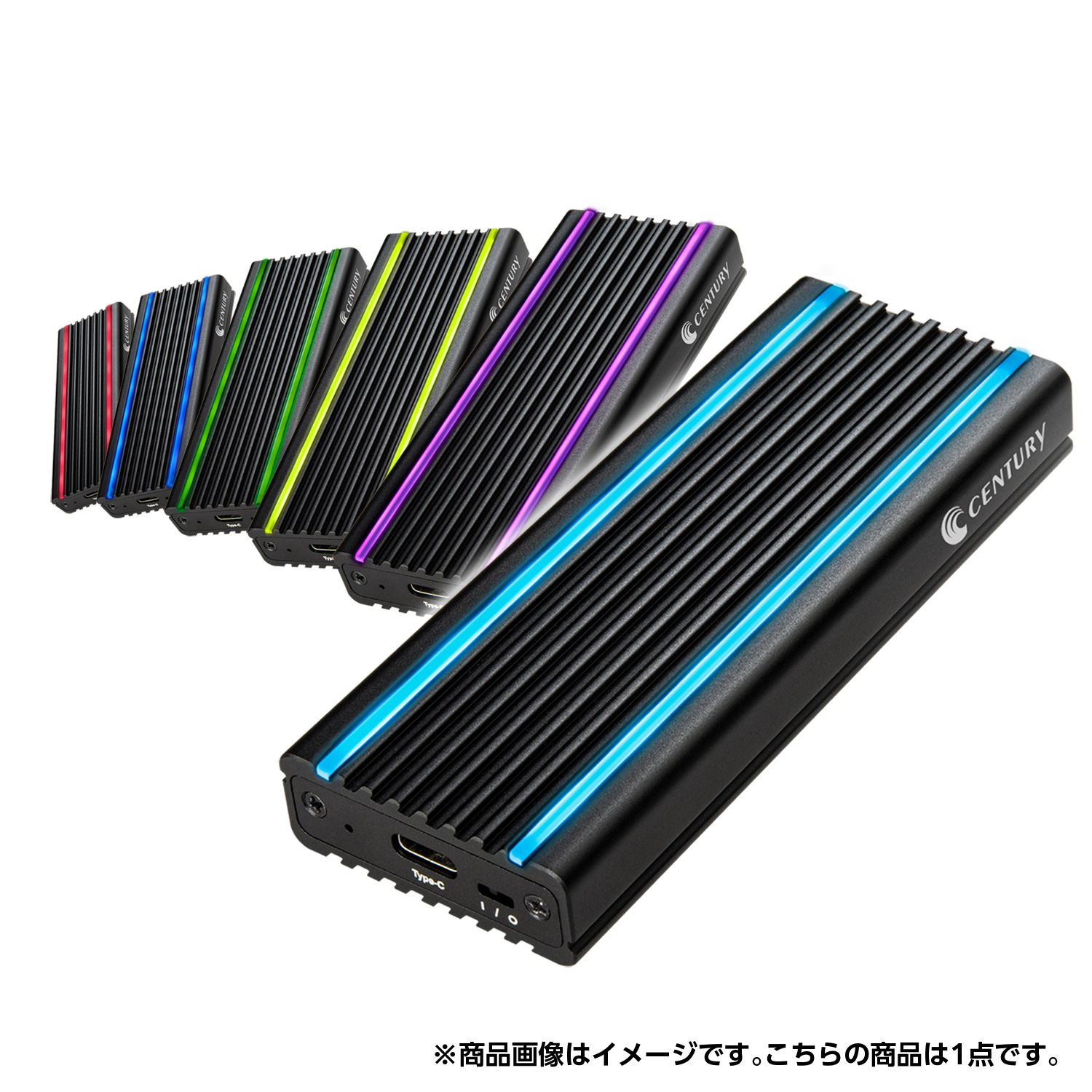 Aluminum Enclosure RGB for M.2 SSD (CAM2NSU32RGB) USB3.2 Gen2接続