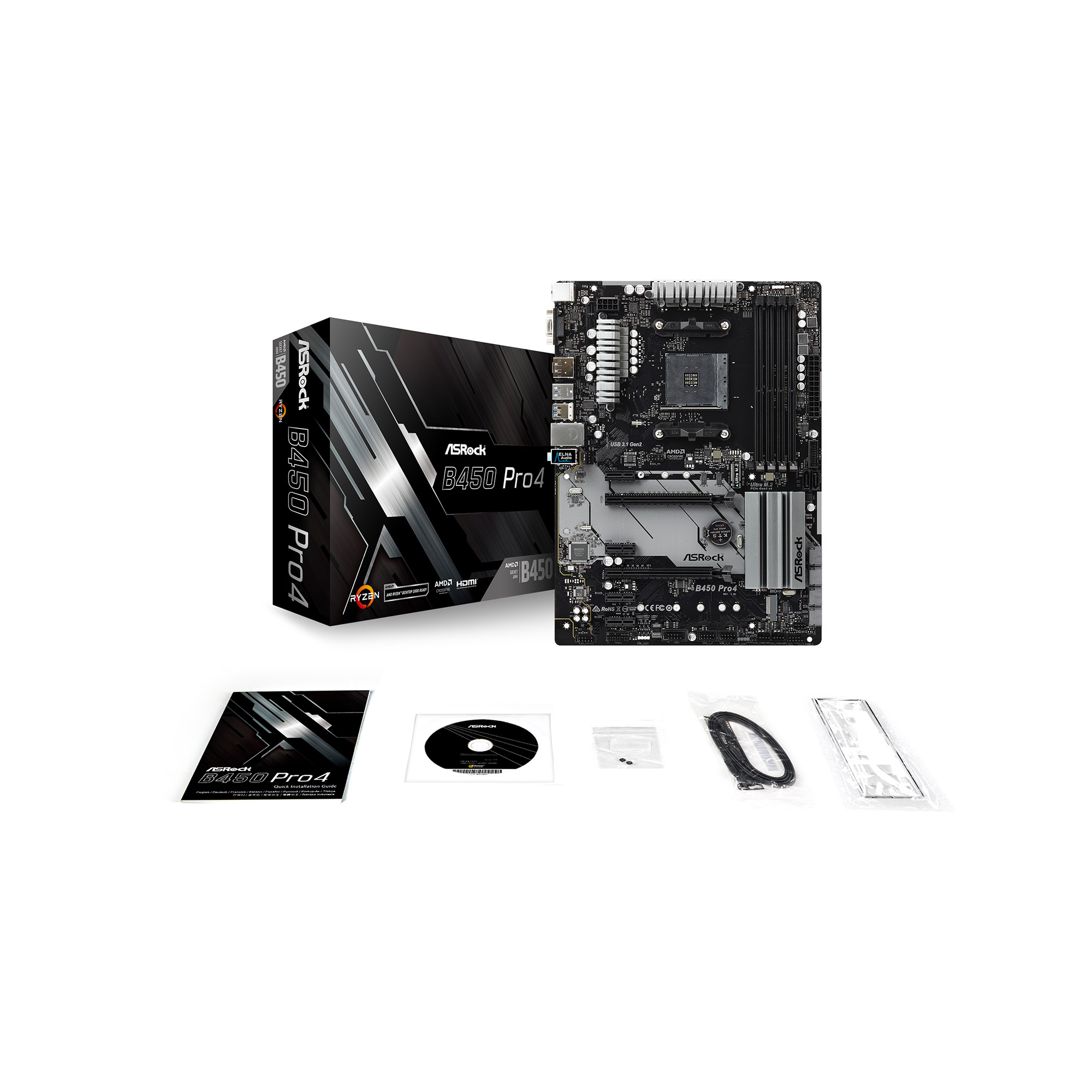 B450 Pro4 | ASRock(アスロック) Socket AM4 AMD B450 ATX