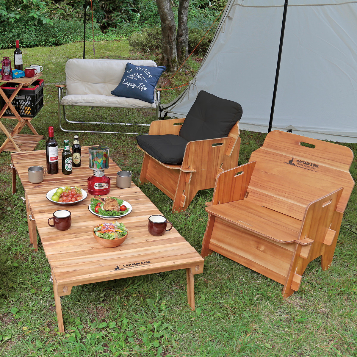 CSクラシックス べニア背付きソロベンチ - アウトドア・キャンプ用品