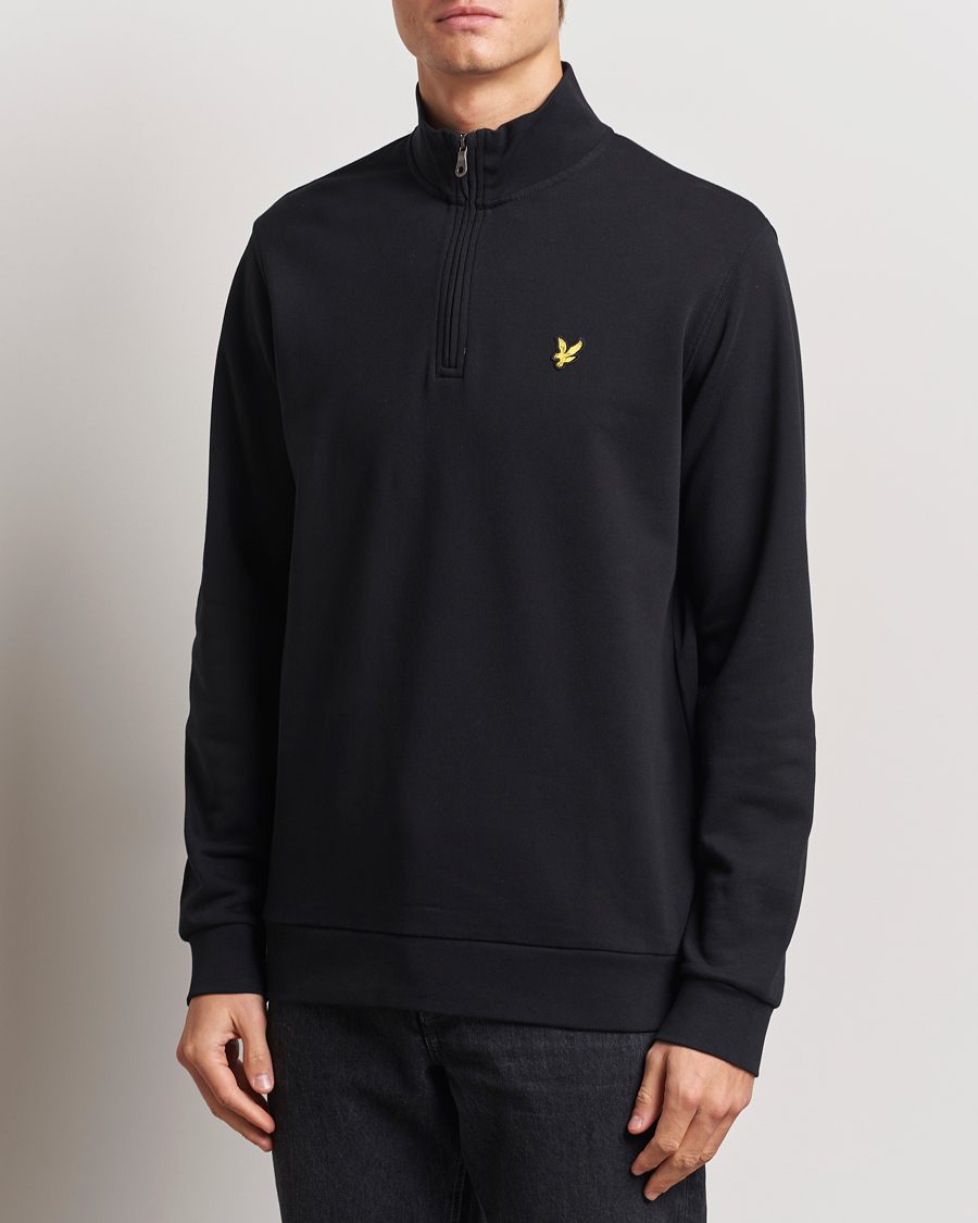 Lyle & Scott Loopback Half Zip Sweater Jet Black at CareOfCarl.com