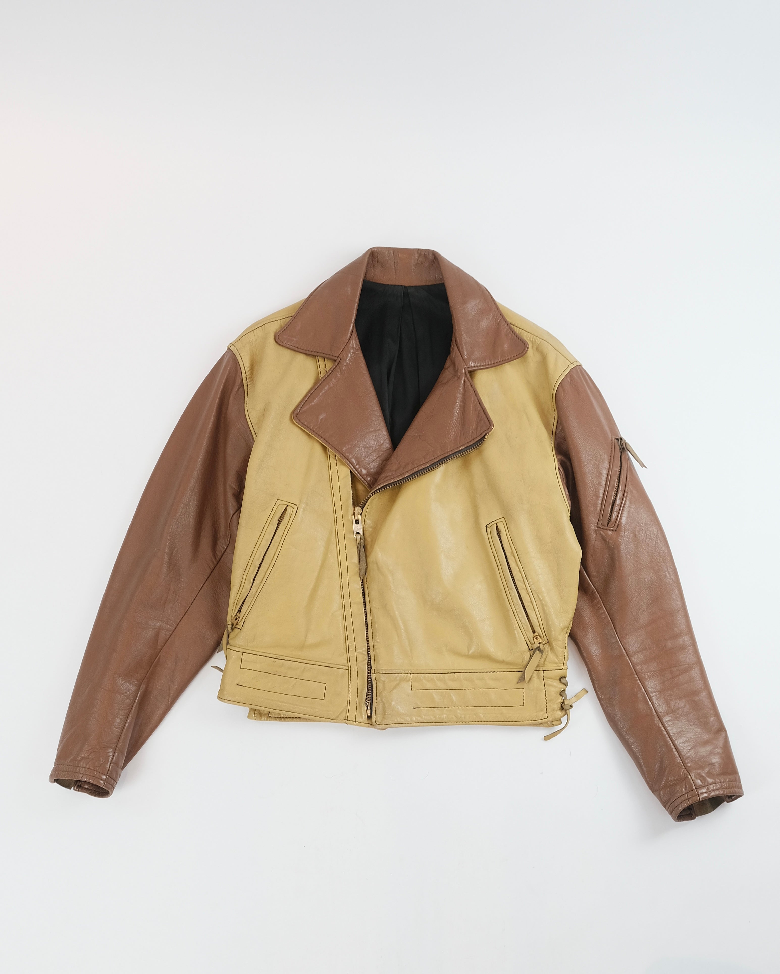 RARE 60s Langlitz Leather two-tone jacket M ~ Vintage Store