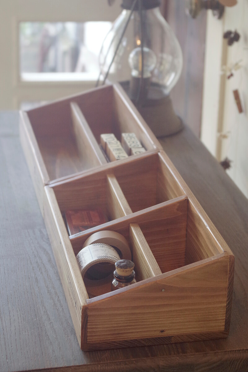 ナチュラルシダーボックス*4セパレート｜ヴィンテージスタイルの収納木