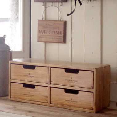 アンティーク風木製4ドロワーボックス｜手作りの木製小引出し｜通販