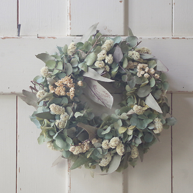 ユーカリとスターチスのナチュラルあじさいリース*ドライフラワー
