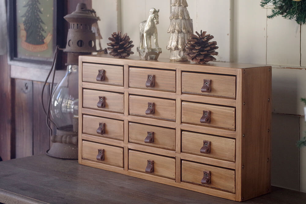 3列4段アンティーク風木製小引出し｜アンティーク風収納木箱｜通販