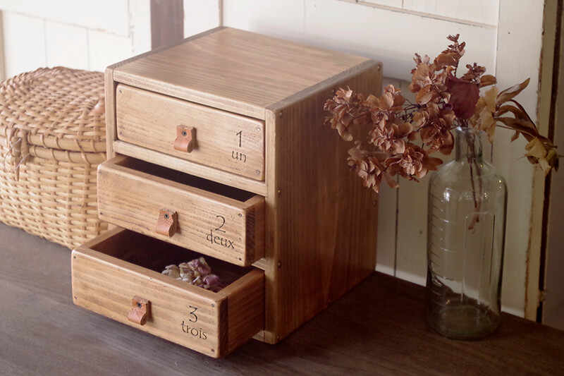 ヴィンテージ風木製ドロワーラック｜アンティーク風木製小引き出し