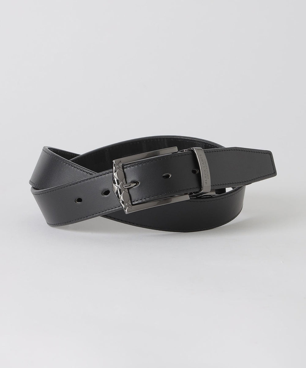 チェックバックルエンボスクレストブリッジチェックリバーシブルベルト