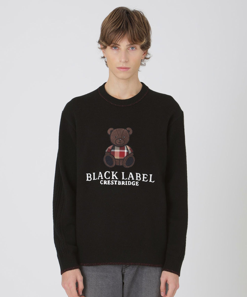 一部店舗限定】ベアーエンブロイダリーニット（ニットウェア）｜BLACK
