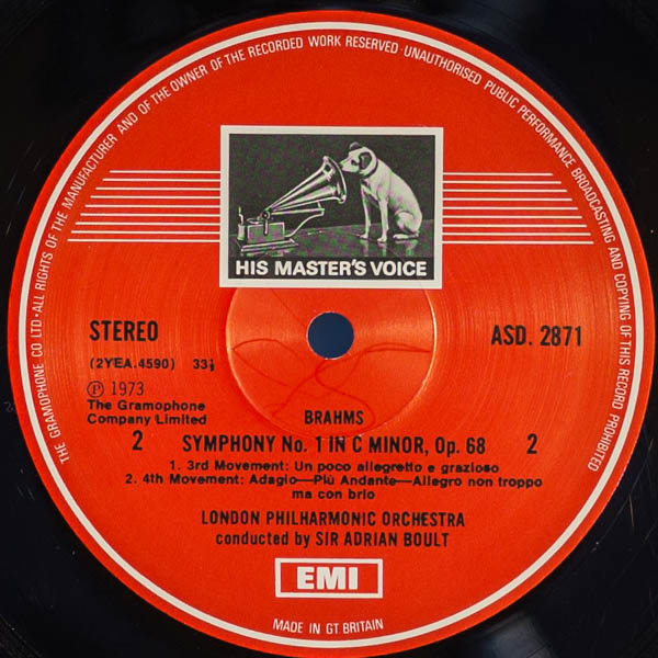 サー・エイドリアン・ボールト指揮/ブラームス：交響曲第1番ハ短調作品