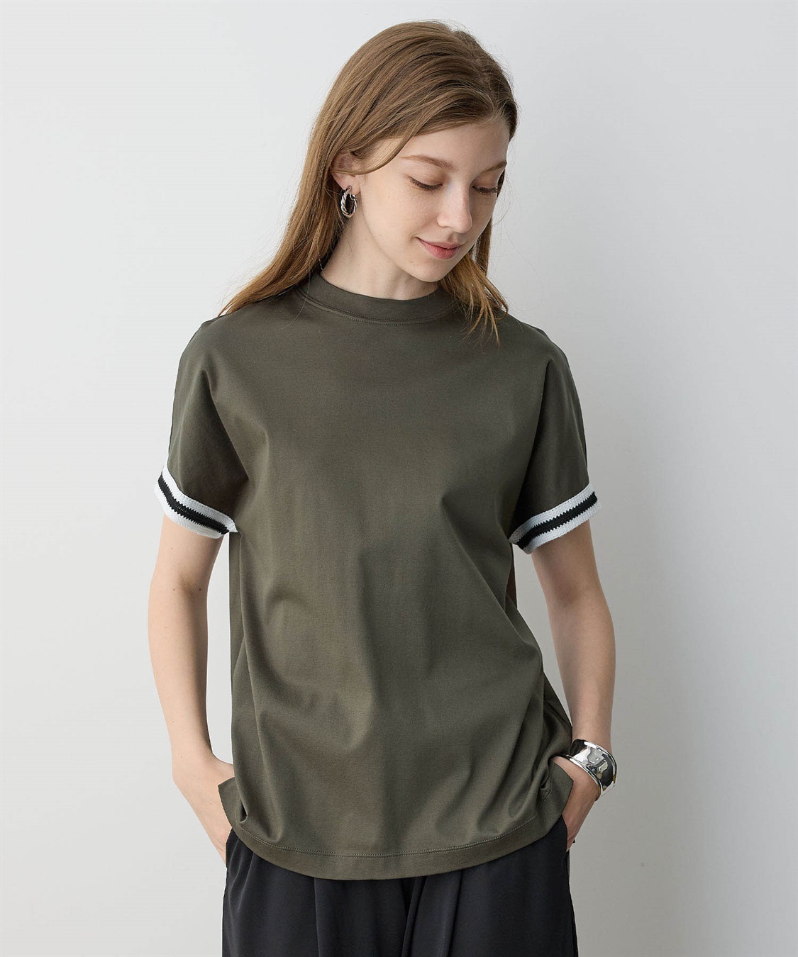 ラインモックネックTシャツ【接触冷感】 LE SOUK HOLIDAY｜クロス