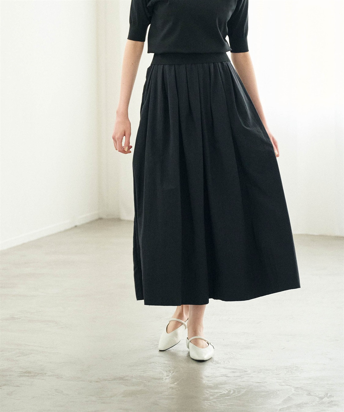 撥水ランダムタックボリュームスカート【NYLON WATER PROOF】 N.O.R.C