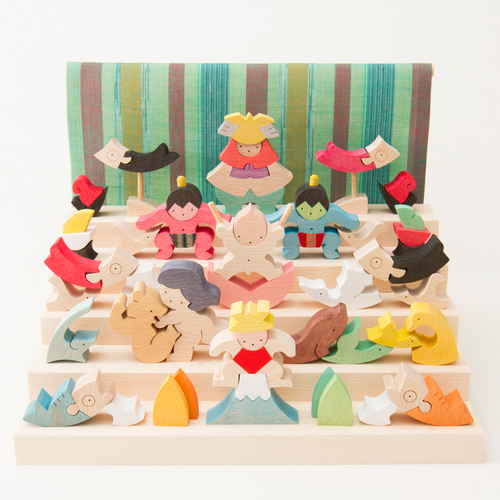 里山円武者五段飾り（垂幕：緑）【小黒三郎の五月人形】【KK246