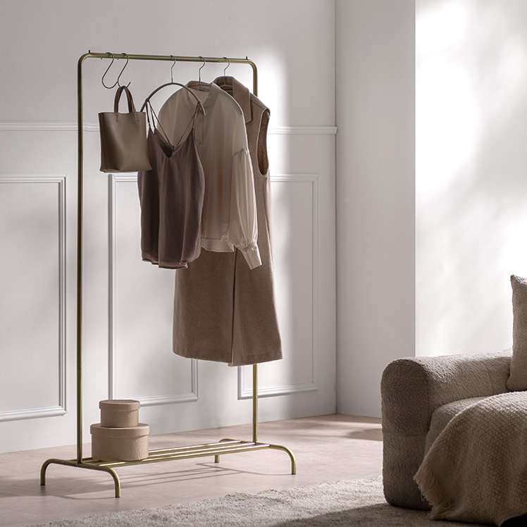 真鍮風ハンガーラック MYRE(マイア) 90cm幅 | 家具・インテリア通販