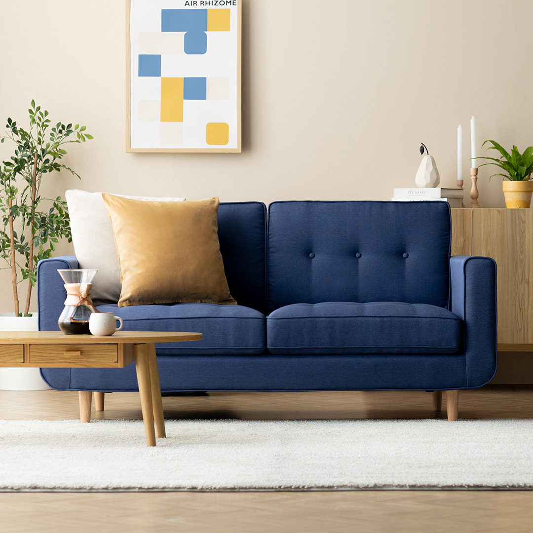 2人掛けソファ ポケットコイル 北欧デザイン ファブリック LUSIO