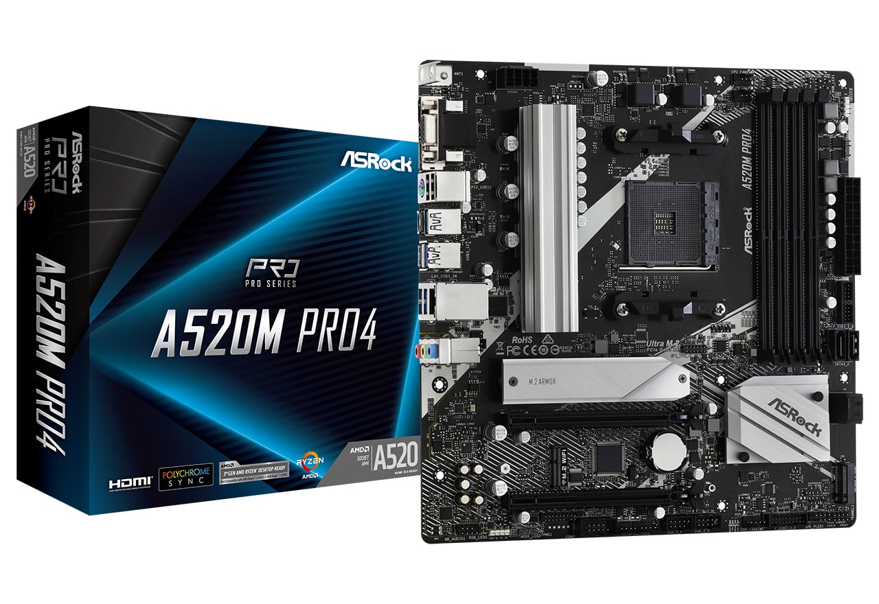 A520M Pro4 | ASRock マザーボード AMD A520チップセット | 株式会社アスク