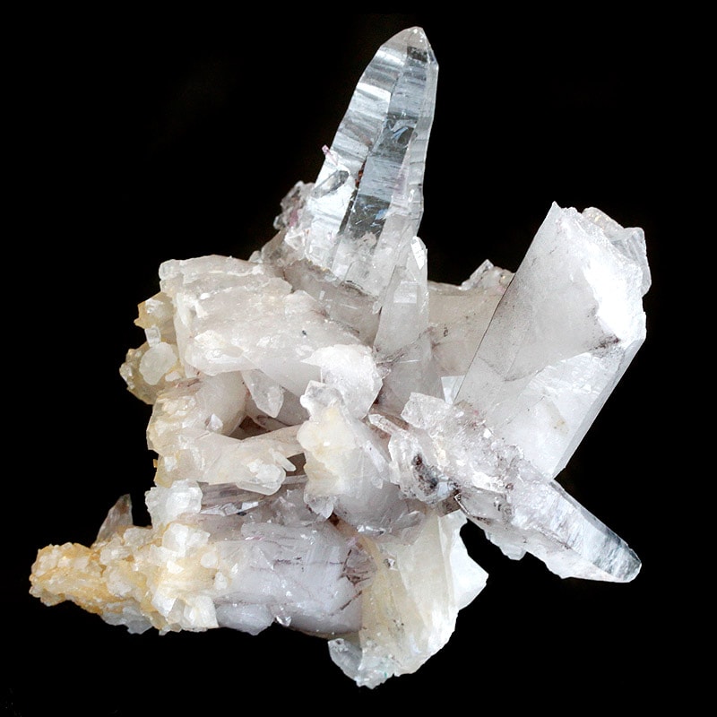 ピンクトパーズ共生水晶クラスター-015水晶クラスター、天然石ビーズの