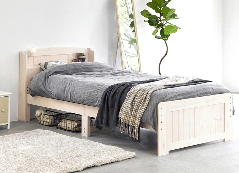 快適ベッド生活 - 棚・コンセント付き 床面高さが3段階に調整出来る