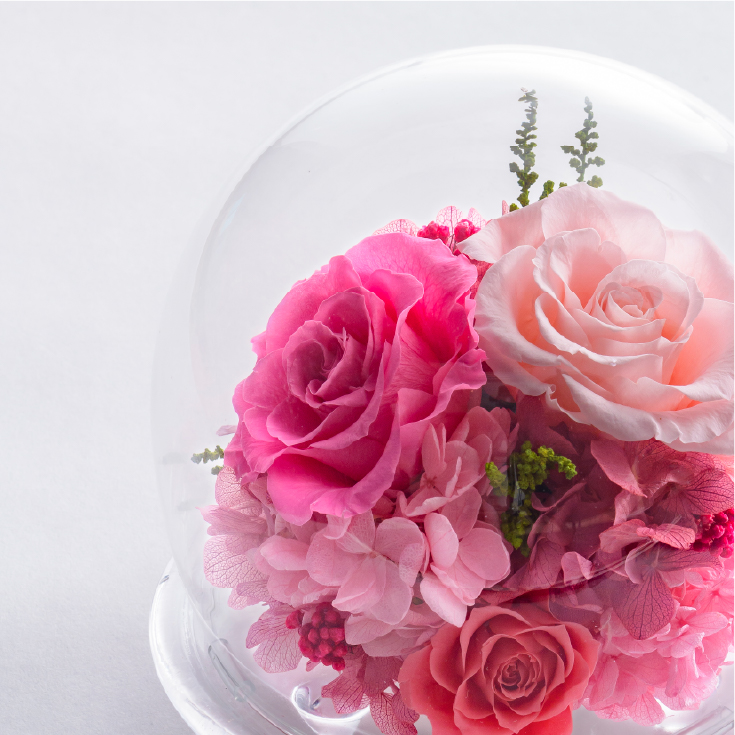 プリザーブドフラワー ガラスドームL