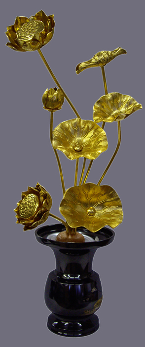 お仏壇用仏具（花立て）の定番品【常華（金蓮華）】サイズ：大 - 仏壇