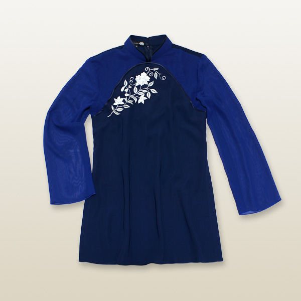 太極拳 ベロア調 太極服 上下 L サイズ 男女両用 藏青色【新品】 太極