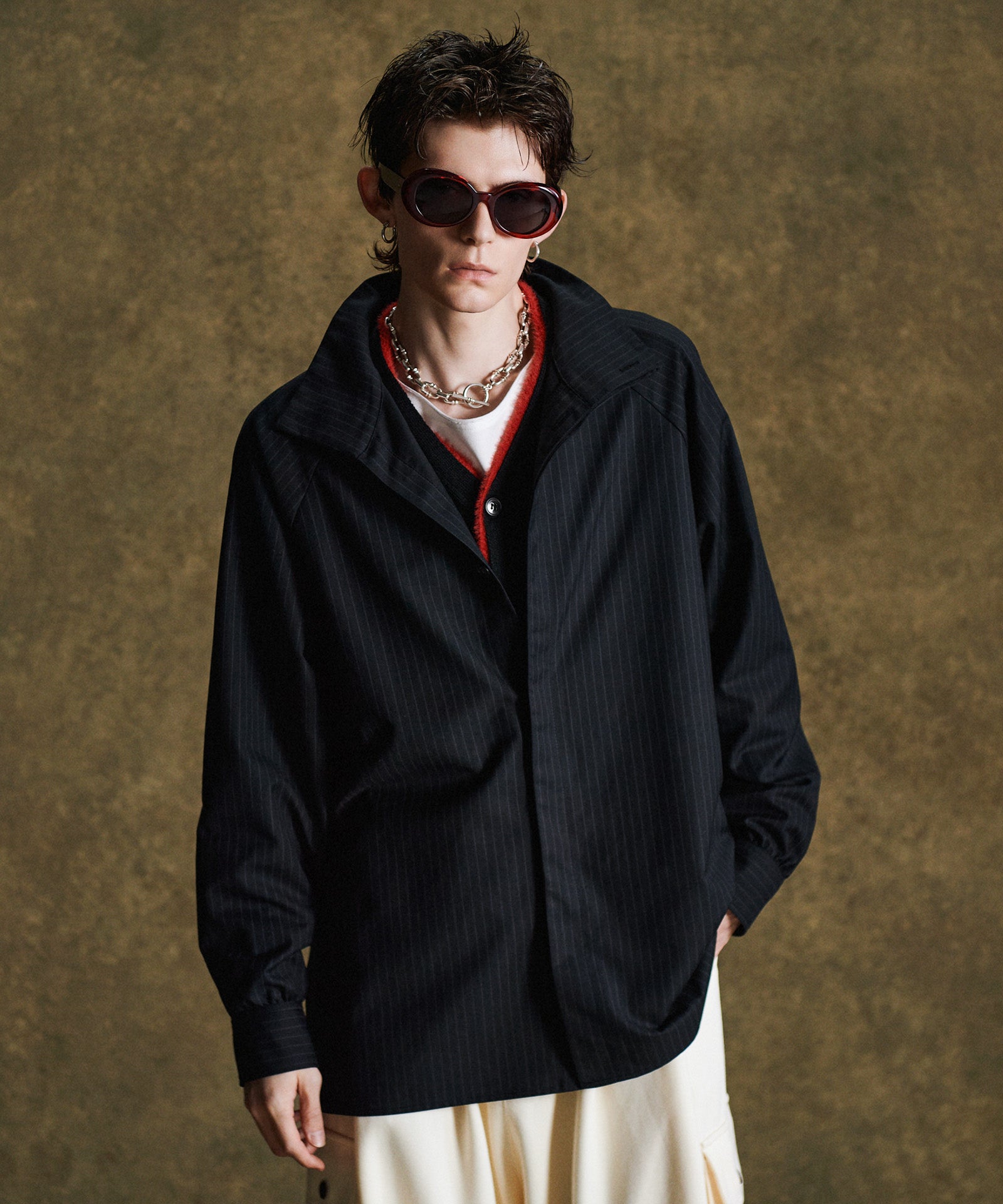 GB0425/SH06 : Suit Fabric High Neck Shirt / スーツファブリック