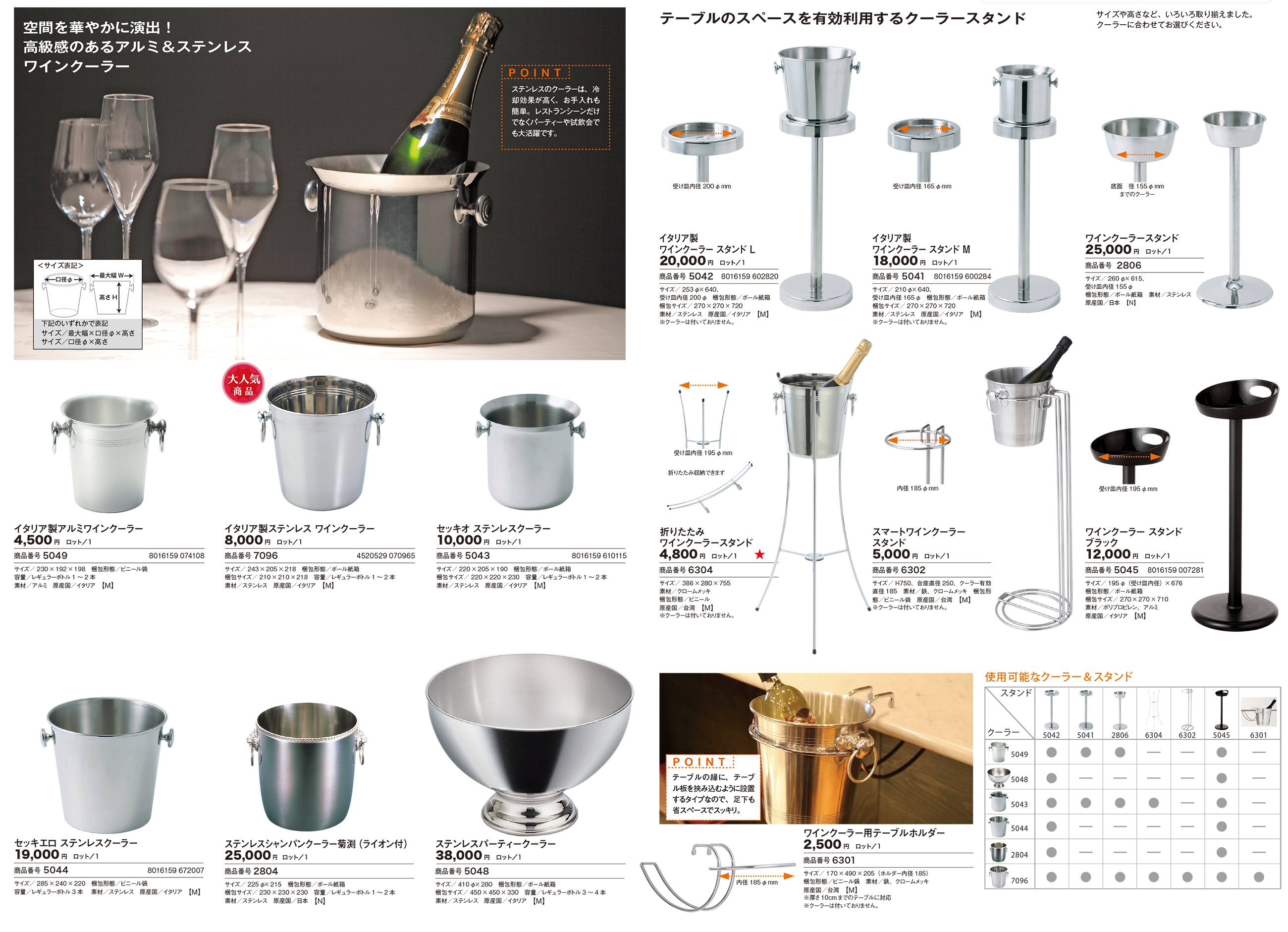 イタリア製 ステンレス ワインクーラー 【1～2本用】/グローバル