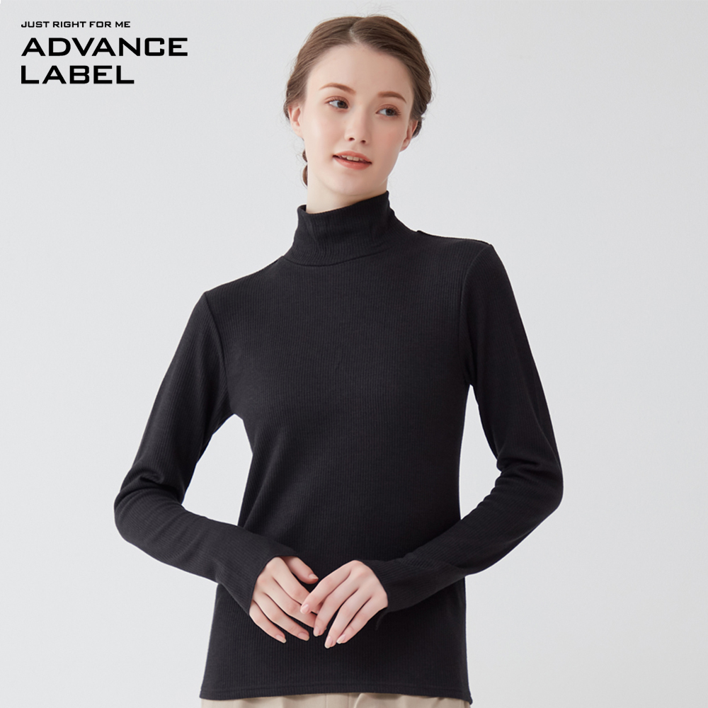 発熱リブニット】ハイネック長袖 MA7245 :レディース トップス