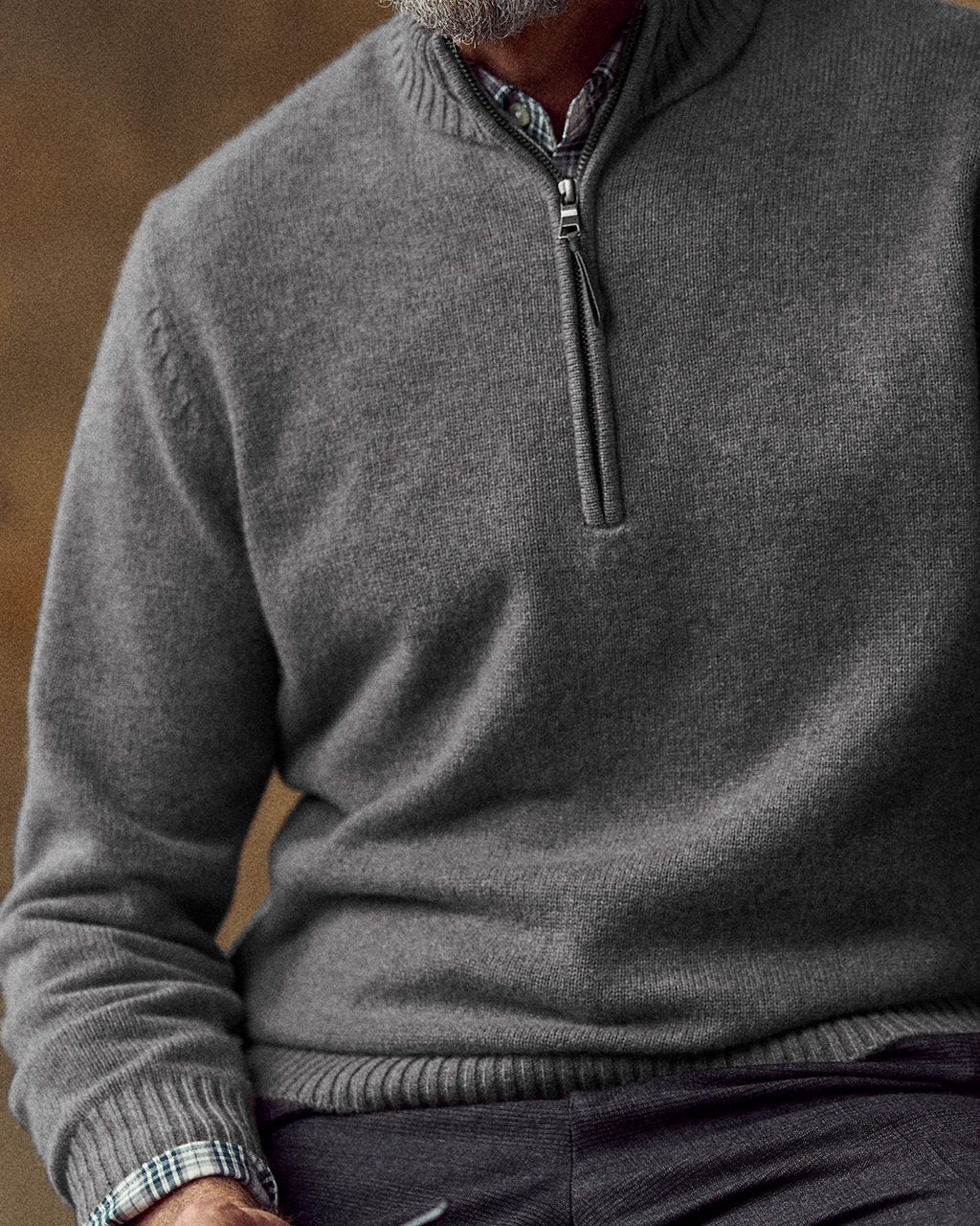 ピュアカシミヤセーターハーフジップ/DoCLASSE