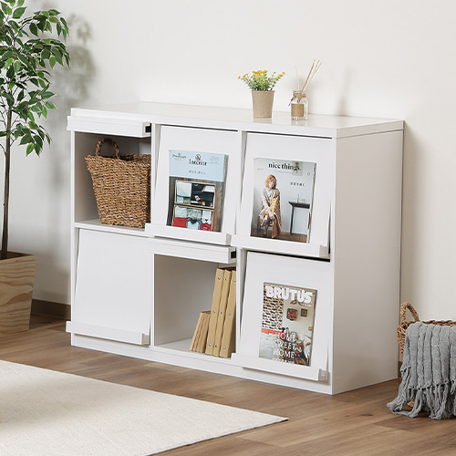 ディスプレイラック レガール 幅120cm 本棚 扉付 キャビネット 86049