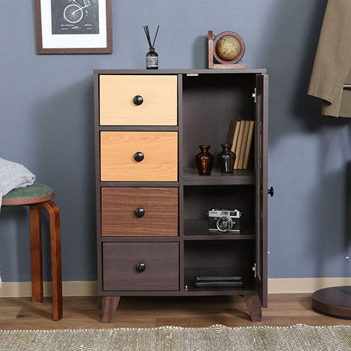 ウッドグラデーション キャビネット 引出4杯 96300 不二貿易