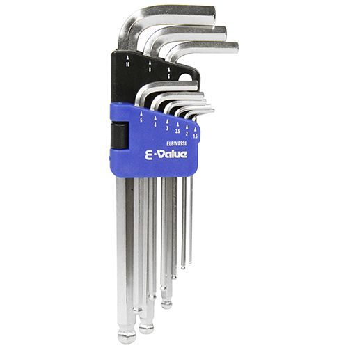 ボールポイント六角棒レンチセット 9本組 セミロング ELBW09SL E-Value