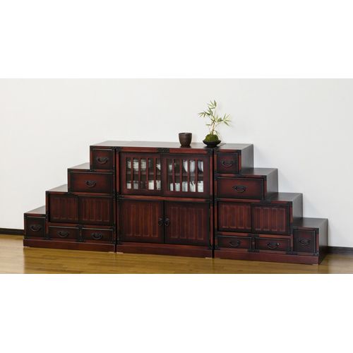 民芸調 階段箪笥 右下がり kuro1016by_64736 kuroshio 扉付 W670×D345