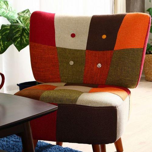 ソファ1p デイジー パッチワーク 不二貿易 ソファー オレンジレッド