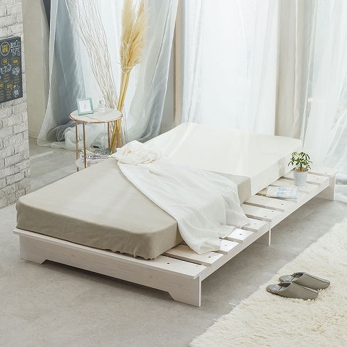 天然木ステージすのこベッド ダブルサイズ ホワイトウォッシュ ZLF-101