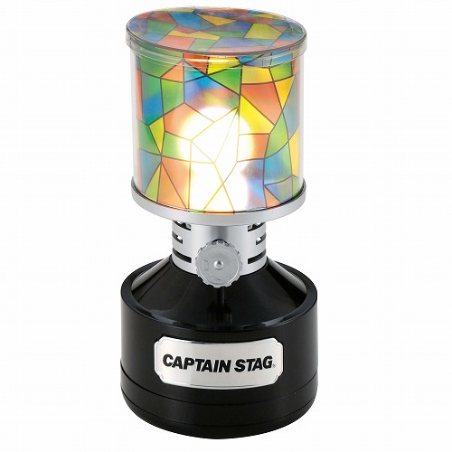 ツインライト LEDランタン＜ステンドグラス風シート付＞（ブラック