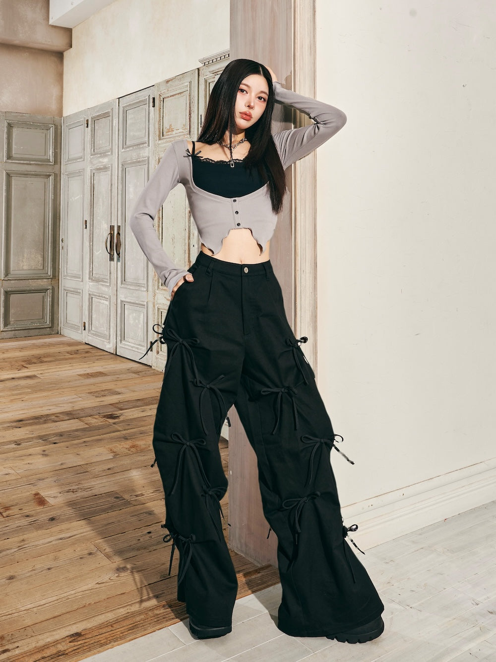 タックリボンデザインロングパンツ – Darich (ダーリッチ)