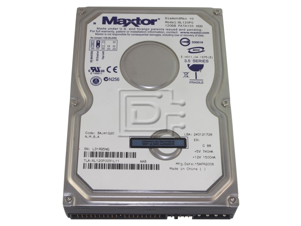 Maxtor DiamondMax 10 120GB 7.2K 8MB ATA-IDE Hard Drive 6L120P0