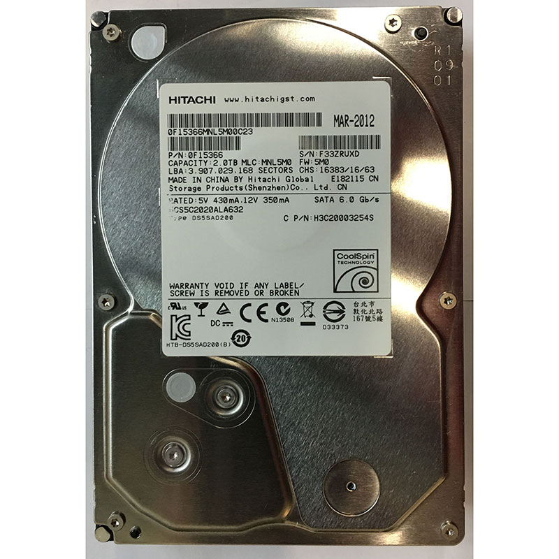HCS5C2020ALA632 – Hitachi 2TB 5900 RPM SATA 3.5″ HDD – Disk Drive