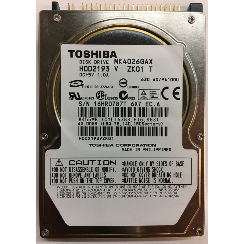 MK4026GAX – Toshiba 40GB 5400 RPM IDE 2.5″ HDD – Disk Drive Finder
